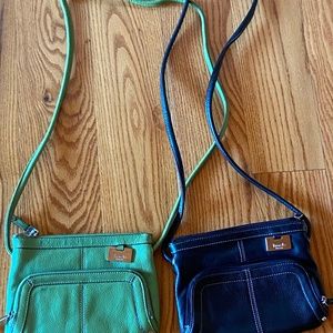 Two Tignanello pebbled leather cross body bags purses excellent